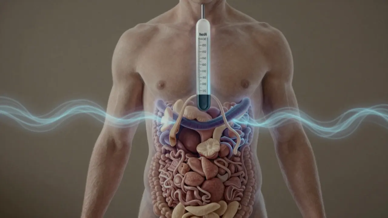 Transparentní tělo ukazující účinky inzulínu a spalování tuků mezi jídly.