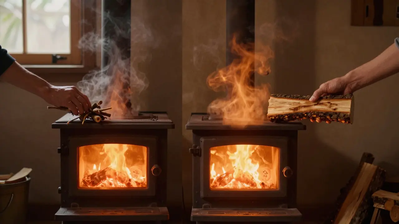 Kamen s dřevy znázorňující přirovnání metabolismu k spalování paliva.