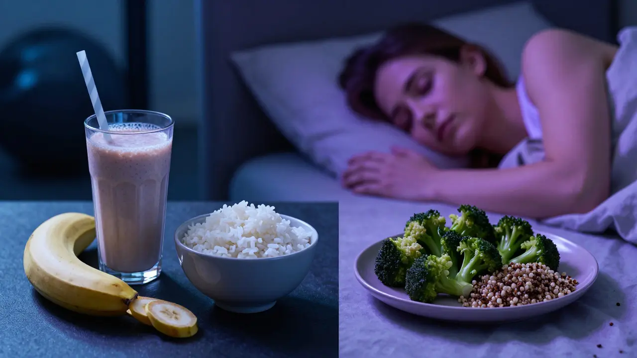 Kombinace regeneračného jídla po cvičení a lehké večeře pro lepší spánek.