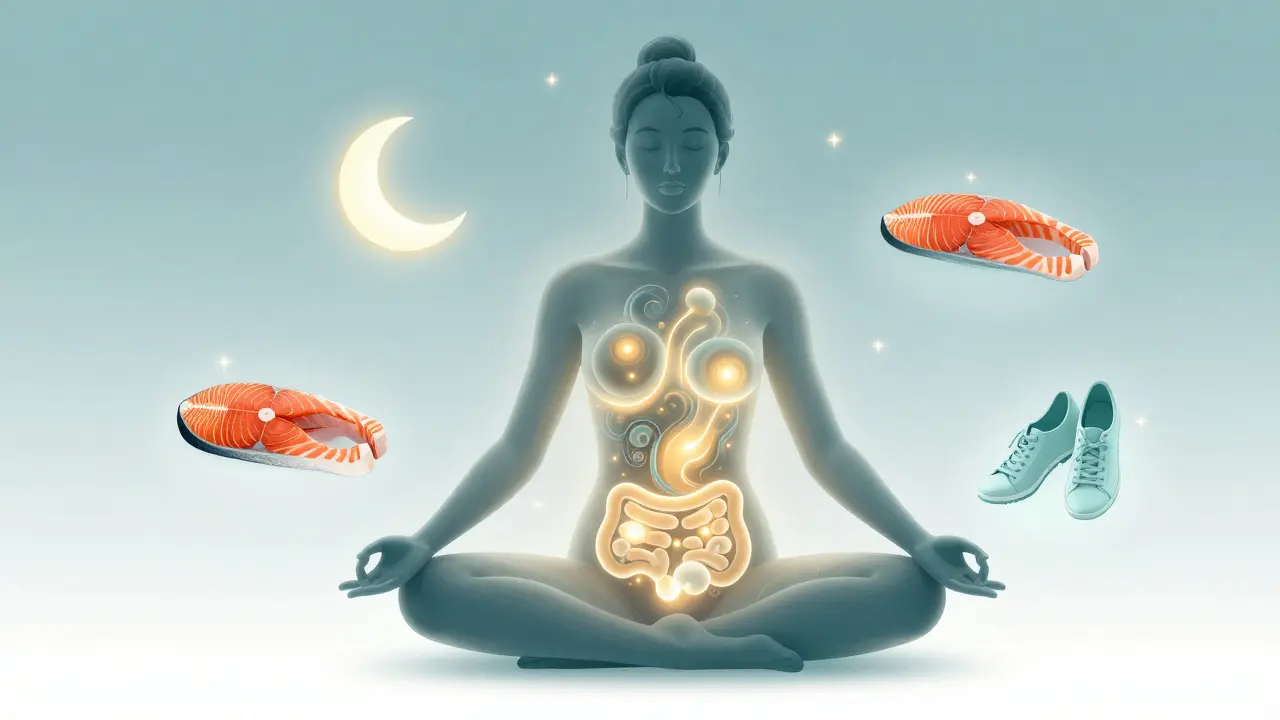 Konceptuální obraz metabolického rovnováhy, spánku a zdravé výživy