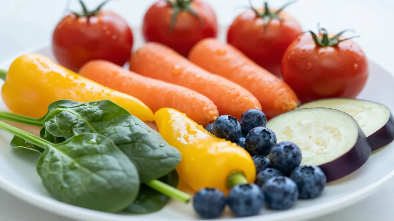 Pestré barevné ovoce a zelenina pro vitamíny